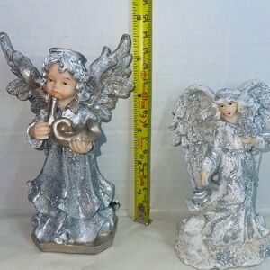 Silver and White Angel Figurines